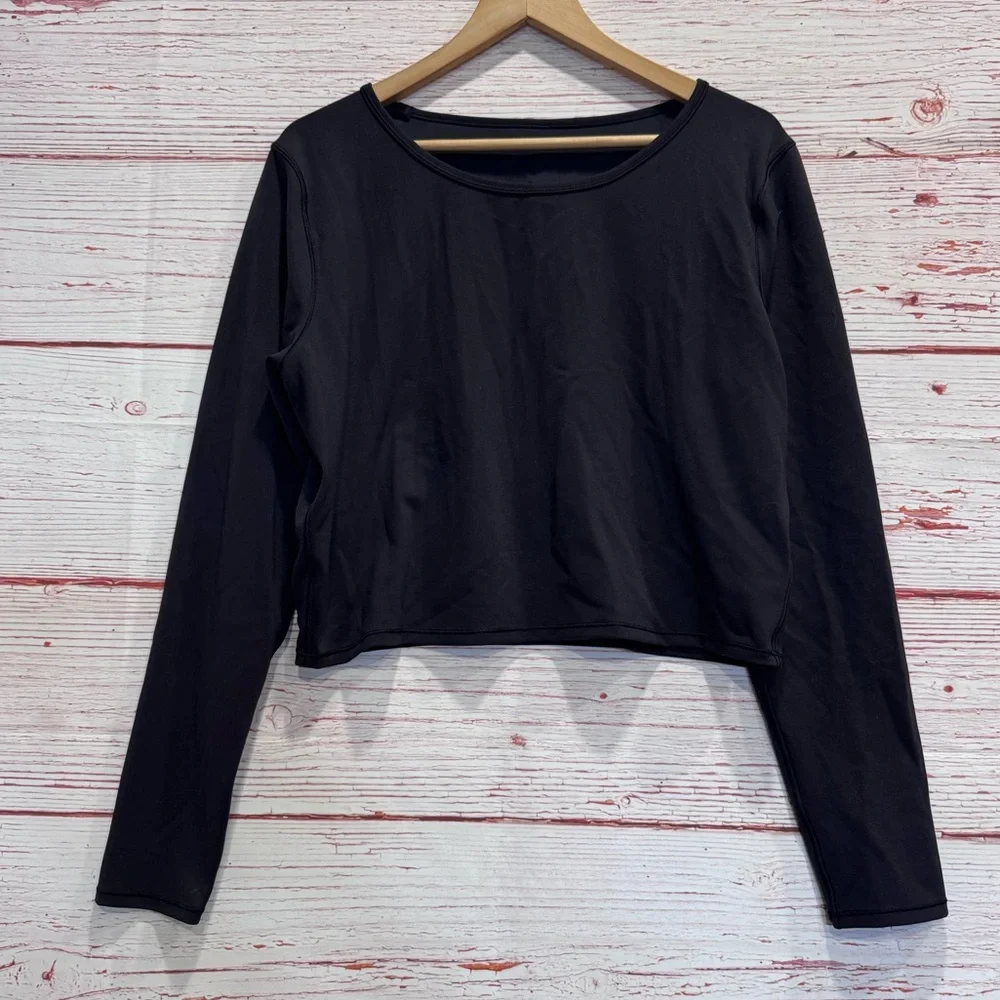 Lululemon Wunder Train Cropped Long Sleeve in Black Sz 14